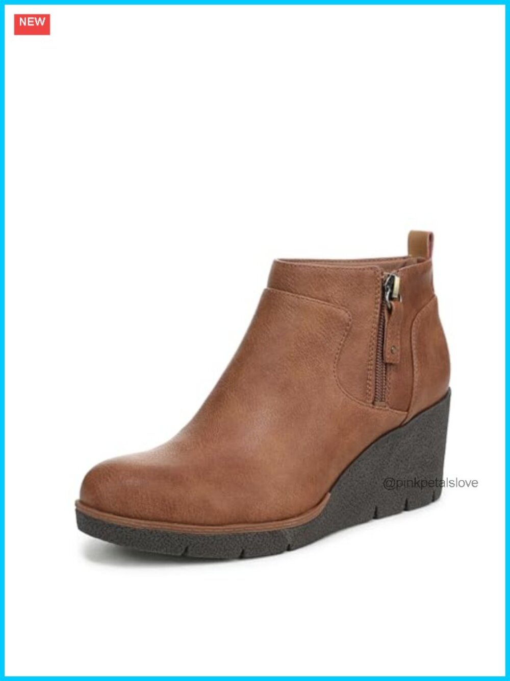Faux Leather Wedge Ankle Booties Comfort Slip-On